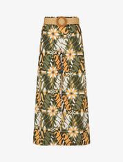 Pantalon ample imprimé floral - Kaki - 1