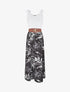 Robe bi-colore à imprimé feuillage - Noir - 5