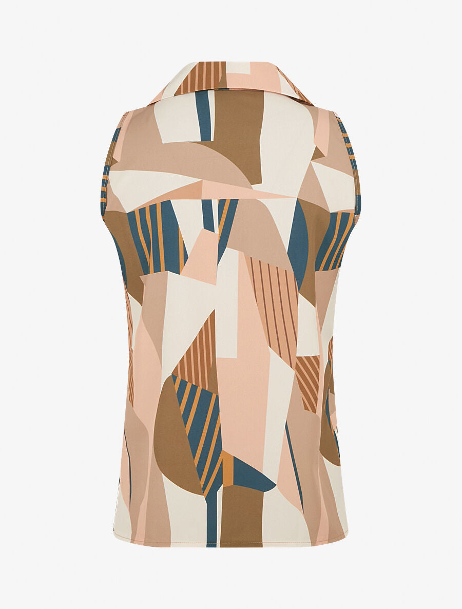Top sans manches imprimé abstrait - Beige - 2
