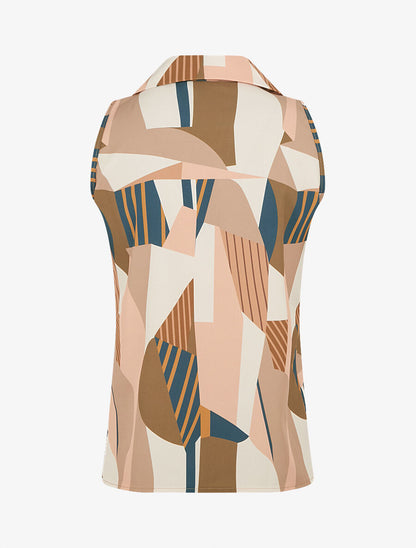 Top sans manches imprimé abstrait - Beige - 2