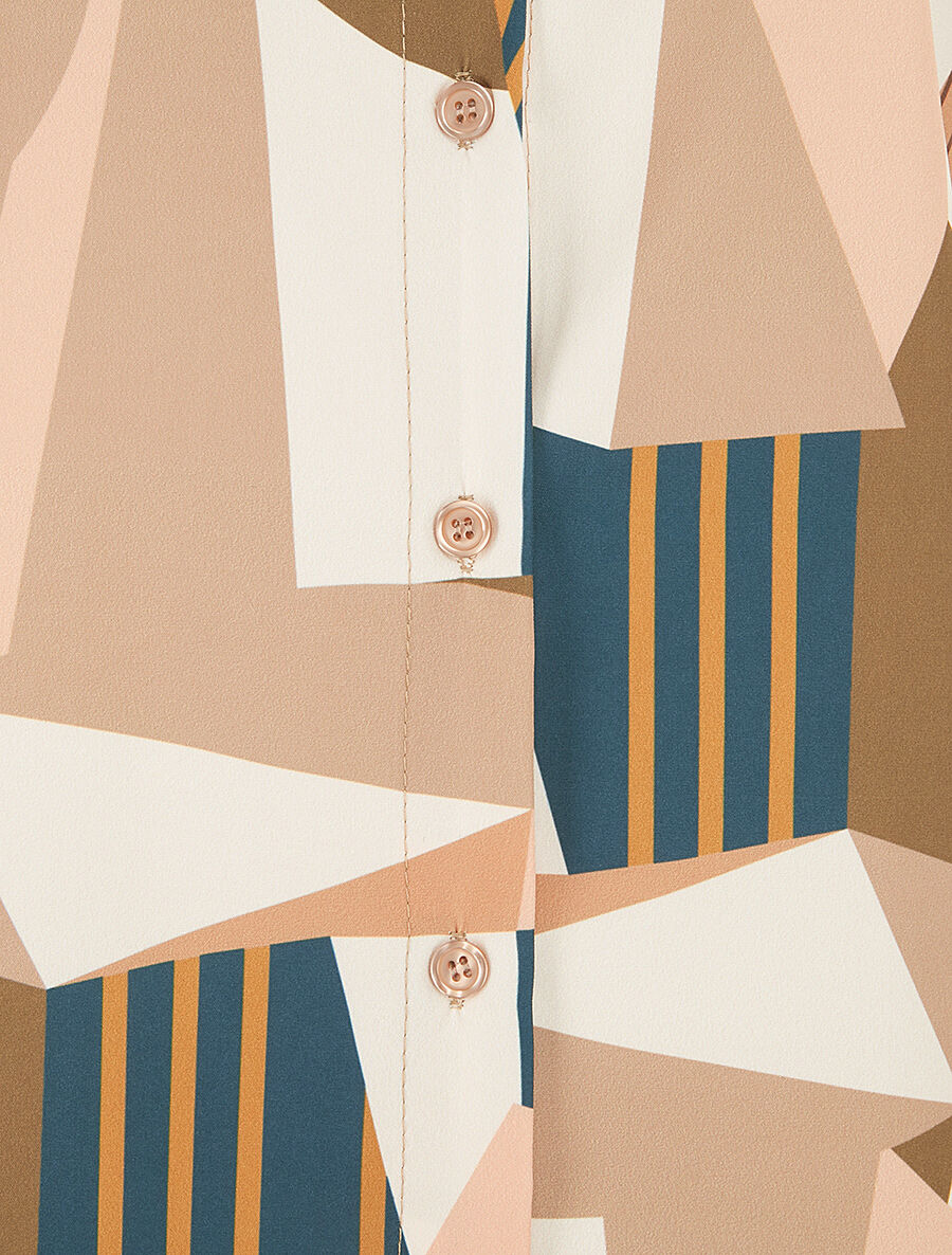 Top sans manches imprimé abstrait - Beige - 3