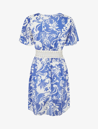Robe mi-longue à détail irisé et bande large - Bleu roi - 2