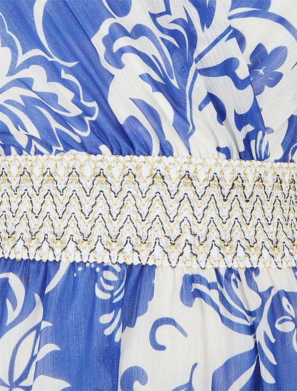 Robe mi-longue à détail irisé et bande large - Bleu roi - 3