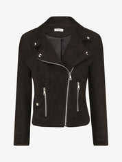 Veste en suédine à zip décoratif - Noir - 4