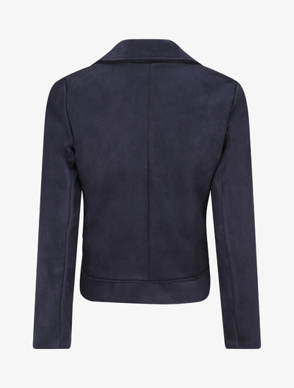 Veste en suédine à zip décoratif - Marine - 2
