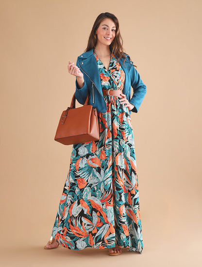 Veste en suédine à zip décoratif - Bleu canard - 4