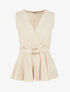 Top uni sans manches à empiècement métal - Beige - 4