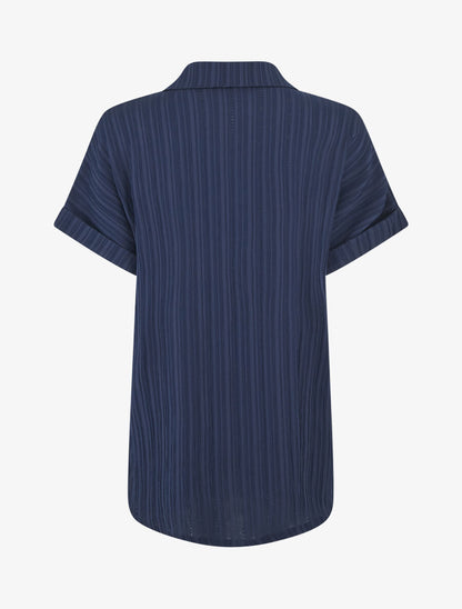 Chemise texturée à manches courtes - Marine - 2
