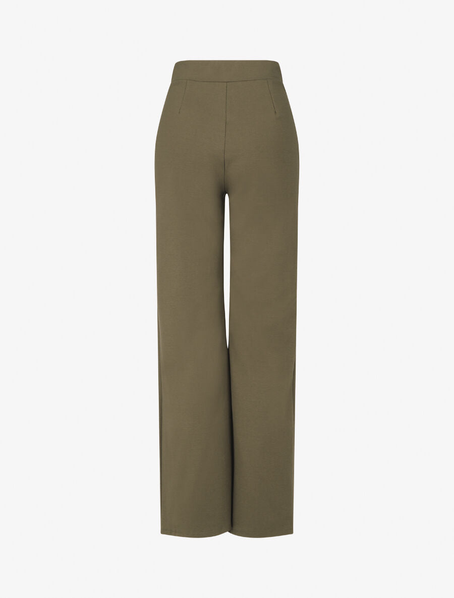 Pantalon uni à boutons décoratifs - Kaki - 2