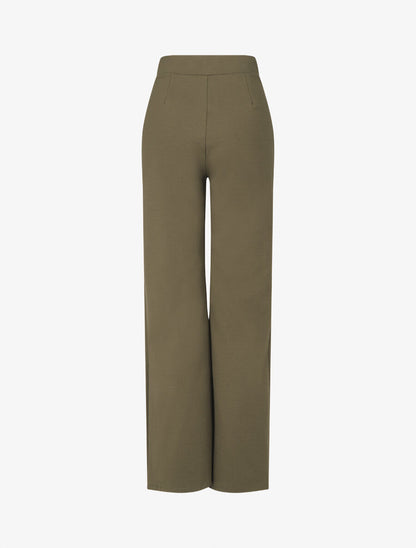 Pantalon uni à boutons décoratifs - Kaki - 2