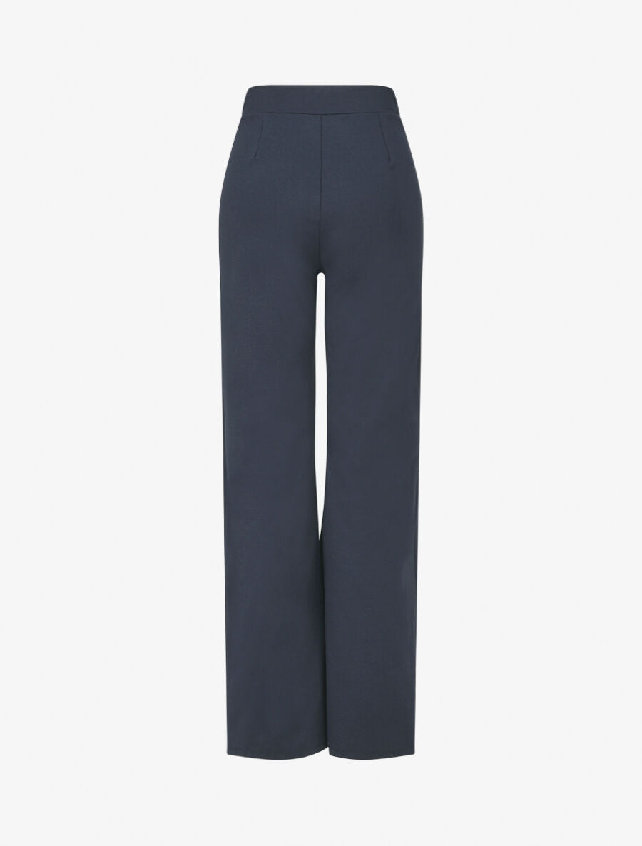 Pantalon uni à boutons décoratifs - Marine - 2