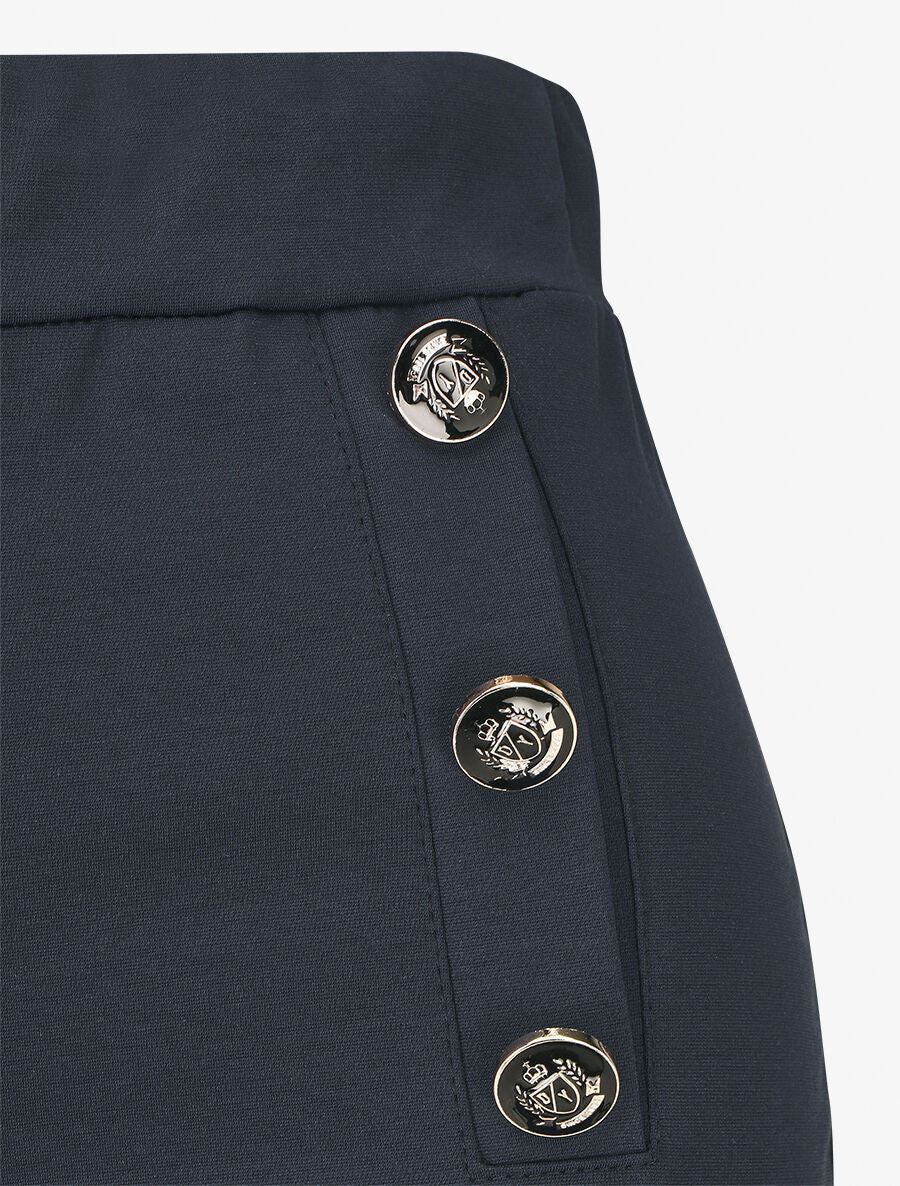 Pantalon uni à boutons décoratifs - Marine - 3