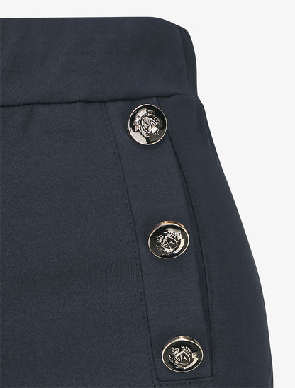 Pantalon uni à boutons décoratifs - Marine - 3