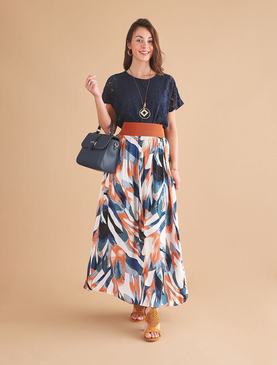Top uni en broderies - Marine - 4