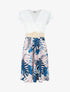 Robe mi-longue à jupe imprimé tropical - Marine - 4