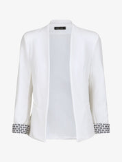 Blazer slim uni à revers imprimé grec - Blanc - 1