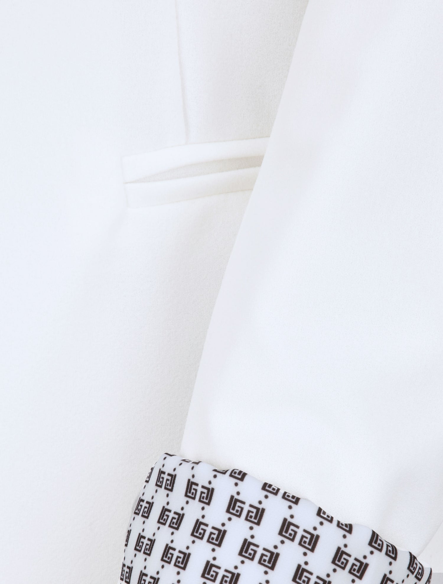 Blazer slim uni à revers imprimé grec - Blanc - 3