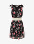 Robe mi-longue sans manches imprimé roses - Noir - 4