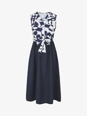 Robe sans manches à buste boutonné - Marine - 1