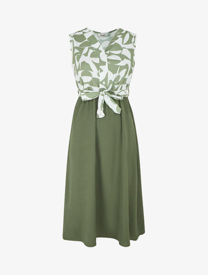Robe sans manches à buste boutonné - Kaki - 1