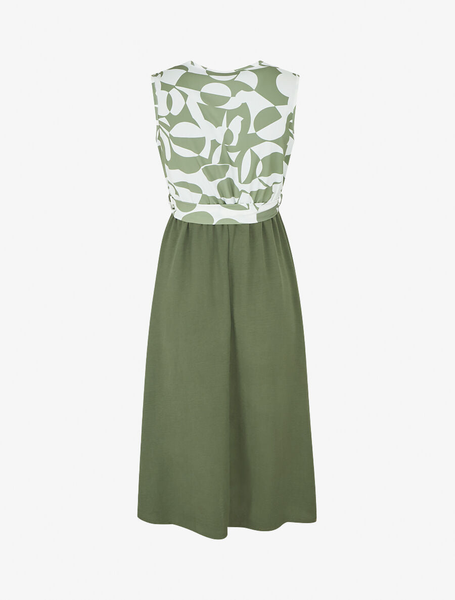 Robe sans manches à buste boutonné - Kaki - 2