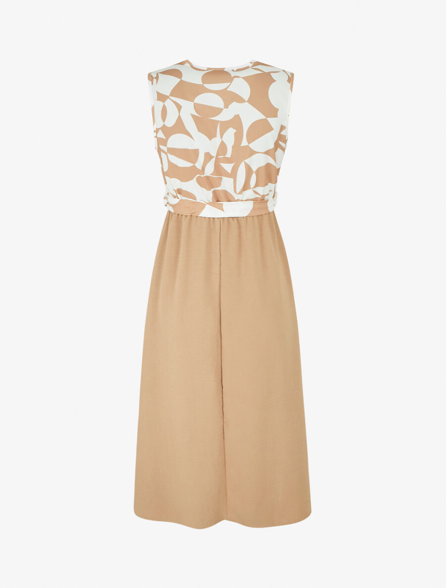 Robe sans manches à buste boutonné - Camel - 2
