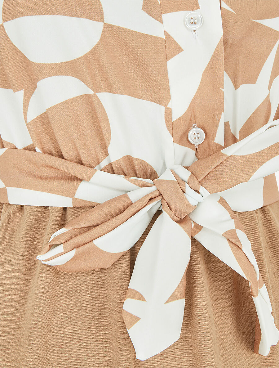 Robe sans manches à buste boutonné - Camel - 3