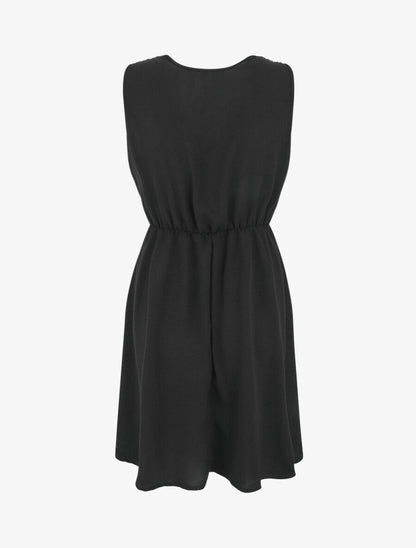 Robe unie élastiquée - Noir - 2