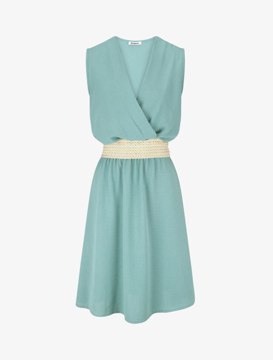 Robe mi-longue évasée sans manches - Bleu clair - 5