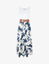 Robe longue à jupe imprimé feuillage - Marine - 6