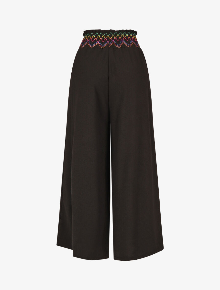 Pantalon ample taille haute uni - Noir - 2