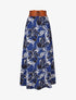 Jupe longue taille haute élastiquée imprimé grandes fleurs - Bleu foncé - 1