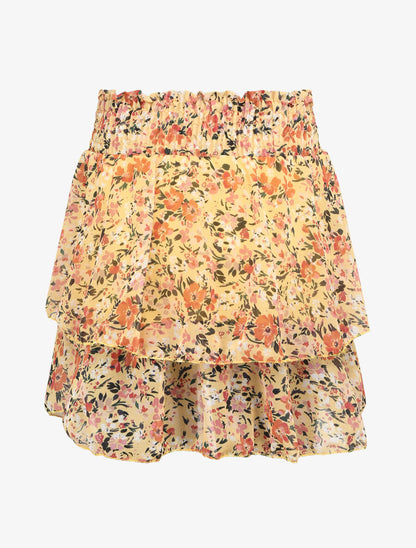 Mini-jupe patineuse à imprimé fleuri - Jaune - 2