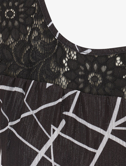 Top ample sans manches imprimé graphique - Noir - 3