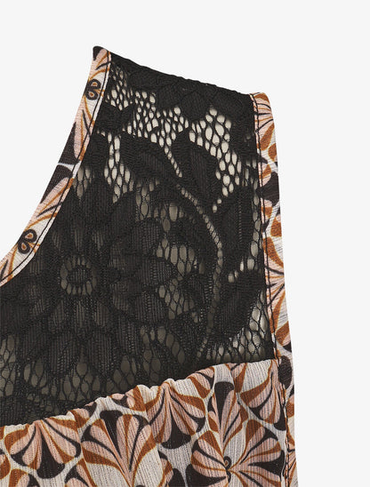 Top ample sans manches imprimé mosaïque - Noir - 3
