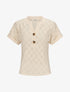 Top uni ajouré à manches courtes - Beige - 4