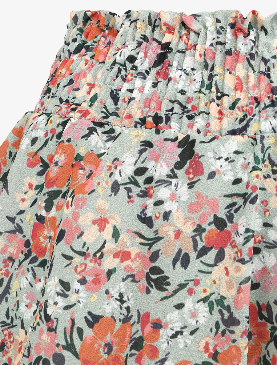 Mini-jupe patineuse à imprimé fleuri - Vert clair - 3