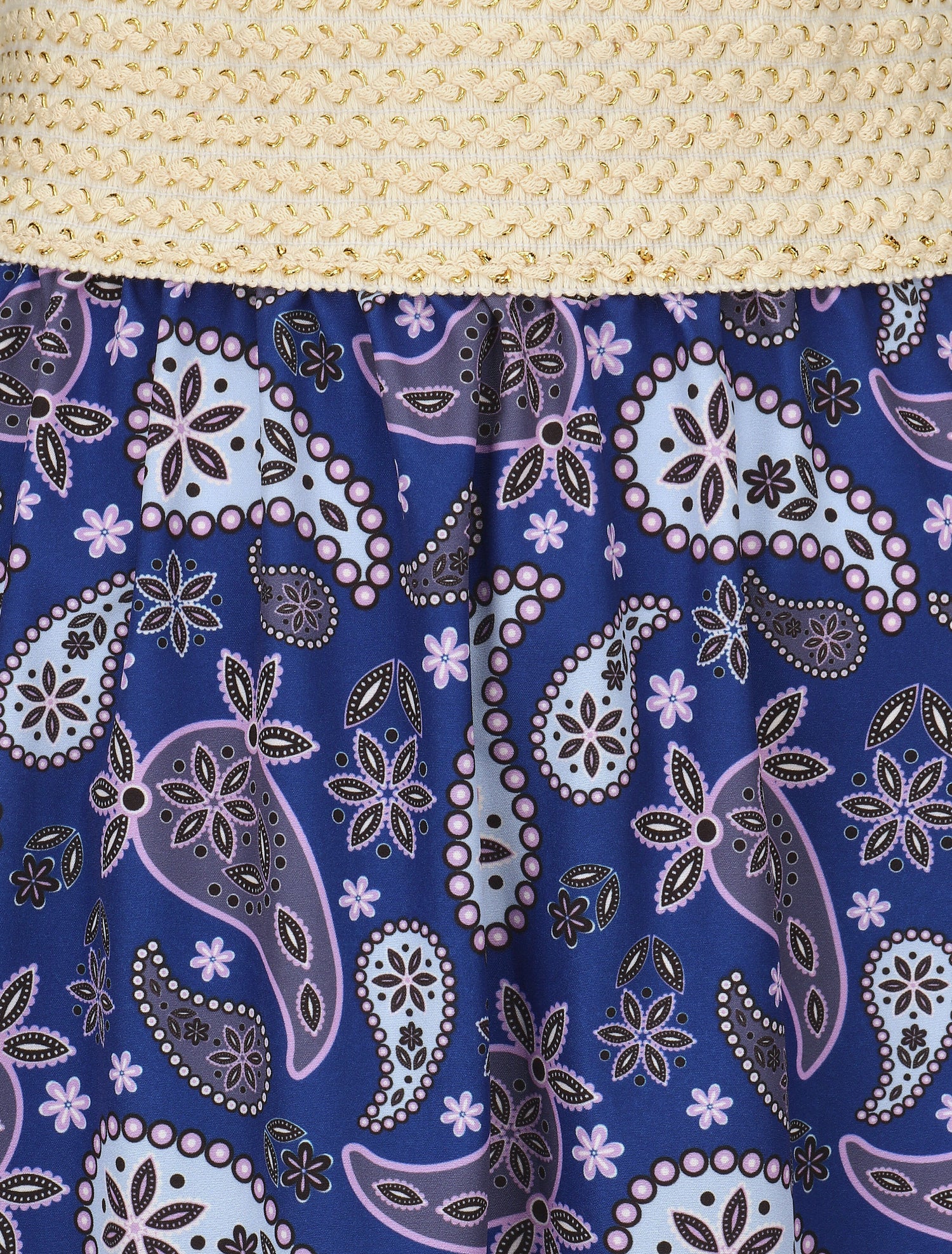 Jupe longue élastiquée imprimé foulard - Bleu roi - 3