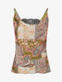 Top imprimé foulard à col bénitier - Kaki - 1