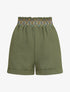 Short élastiqué uni à revers - Kaki - 4