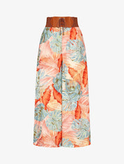 Pantalon imprimé tropical à taille haute - Rouge - 4