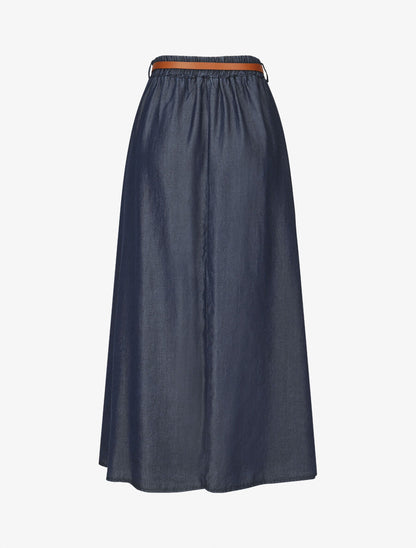 Jupe longue fluide en denim - Bleu foncé - 2