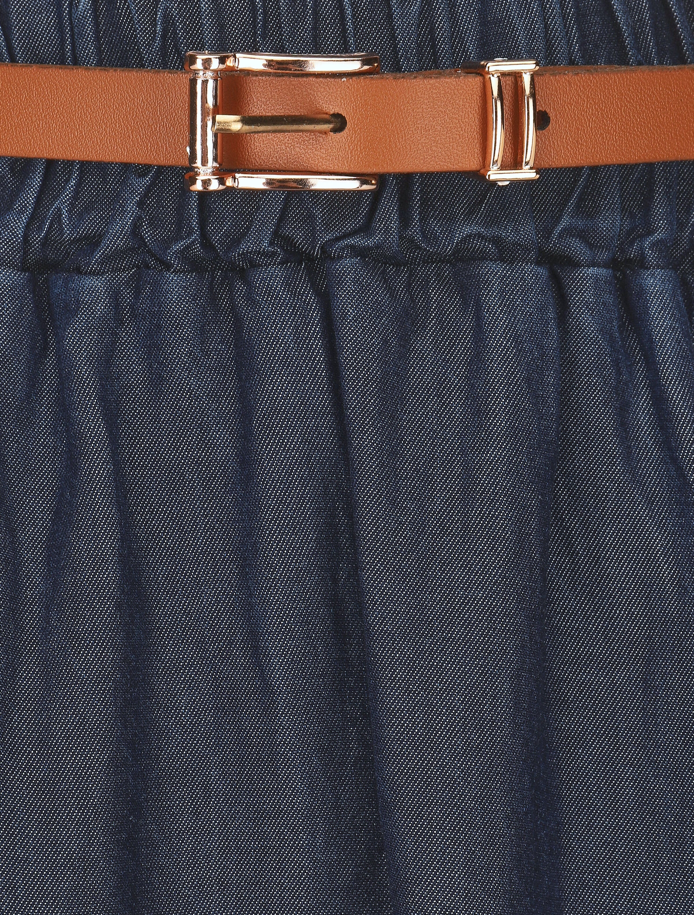 Jupe longue fluide en denim - Bleu foncé - 3
