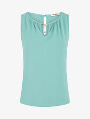 Top droit sans manches col bijou - Turquoise - 4