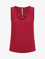 Top droit sans manches col bijou - Bordeaux - 4