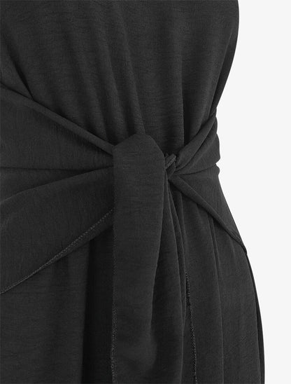Combinaison ample sans manches à noeud - Noir - 3