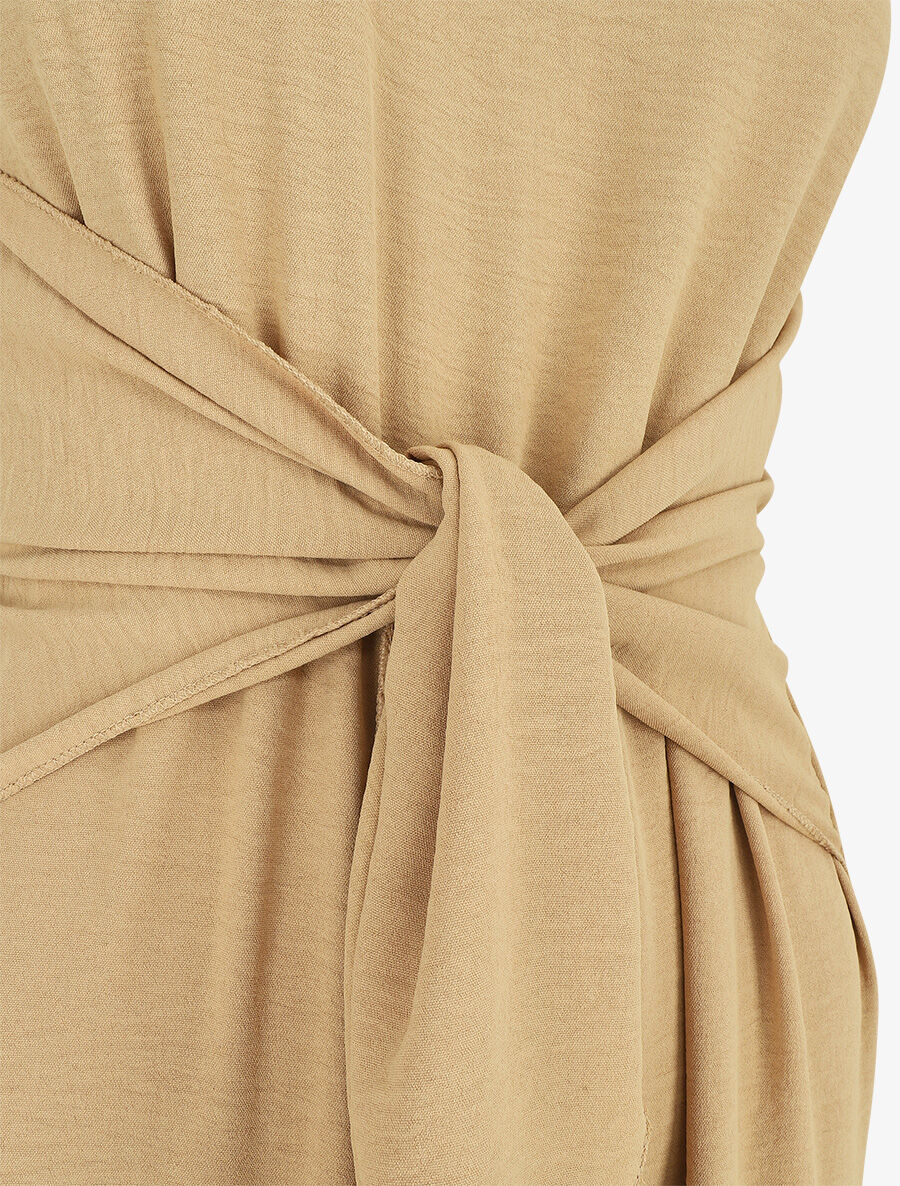 Combinaison ample sans manches à noeud - Beige - 3