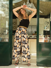 Combinaison fluide à imprimé pétales de fleurs - Noir - 1