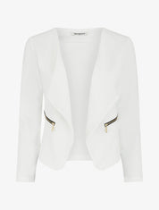 Blazer uni à poches zippées - Blanc - 4