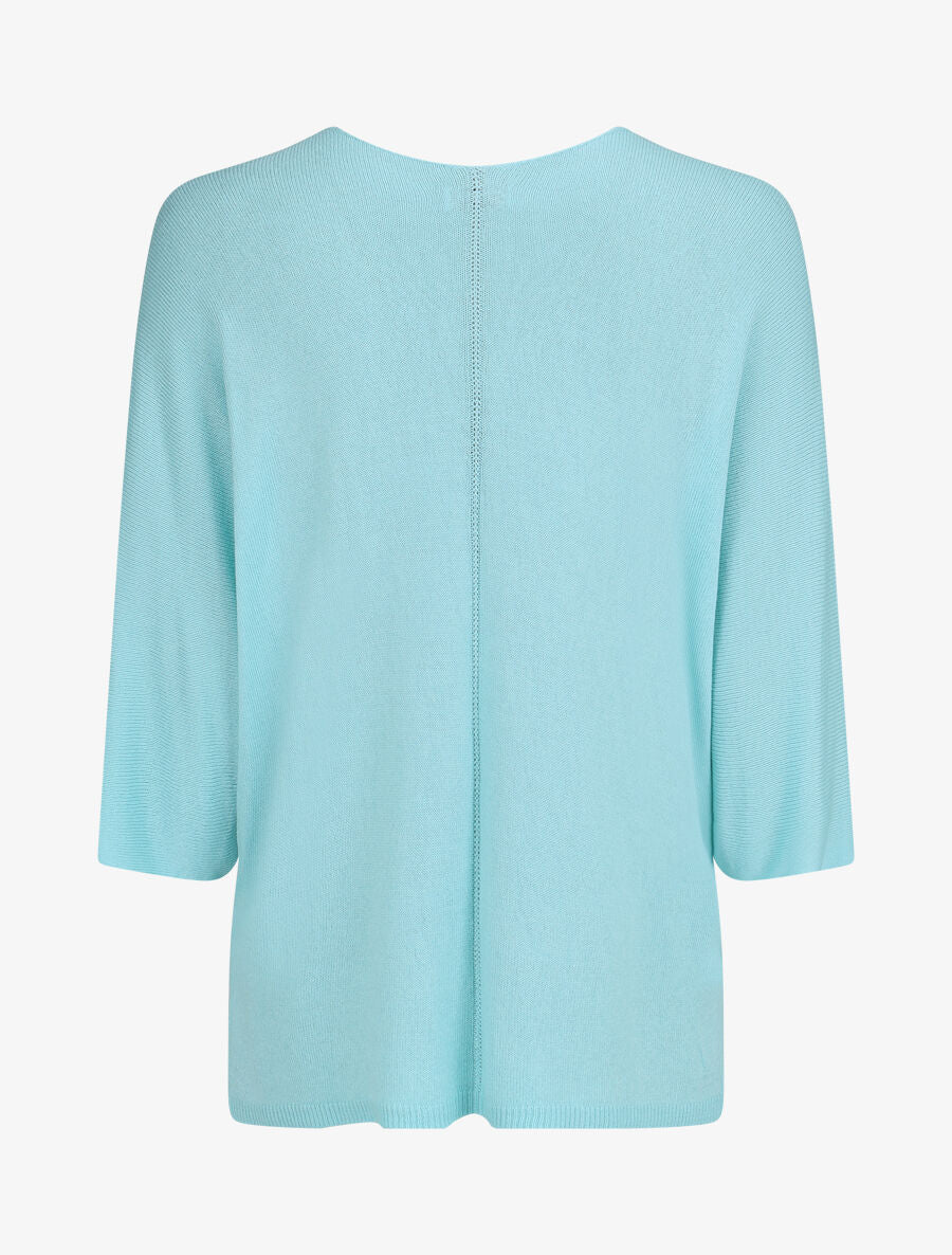 Pull fin à motif trois fleurs - Turquoise - 2